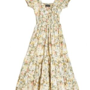 DANIELLE BERNSTEIN Cream Sundress with Flutter Sleeves and Scoop Neck